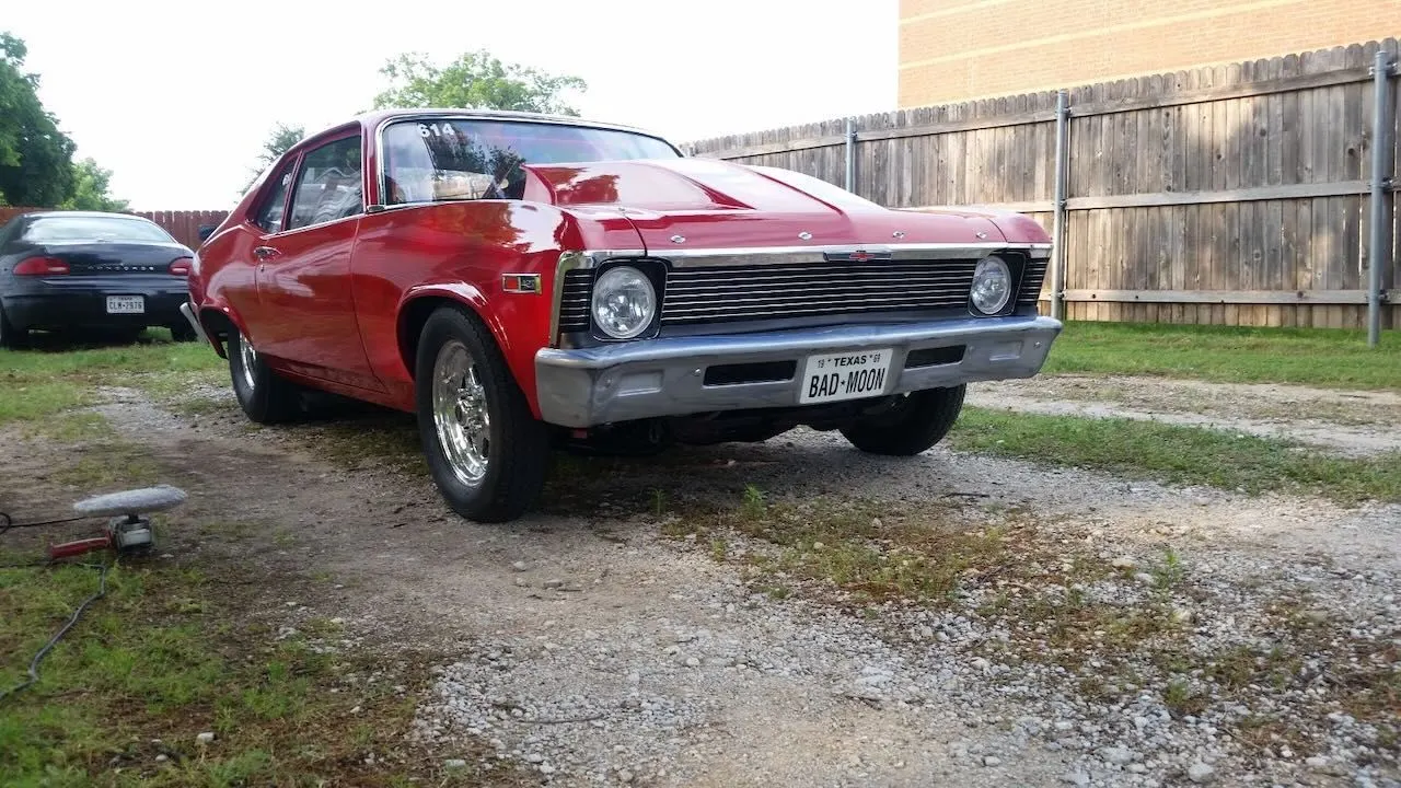 Finished red classic car paint and body work
